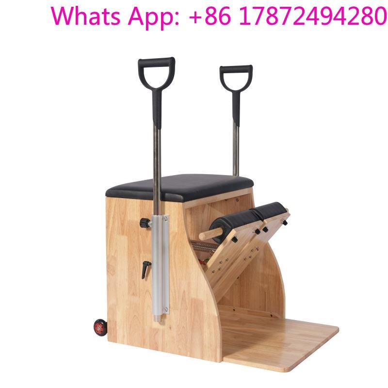 Pilates Chair Wunda - 業務用オーク製ピラティス・ウンダチェア、ヨガスタジオ向け調整可能なステンレススチール製スプリング