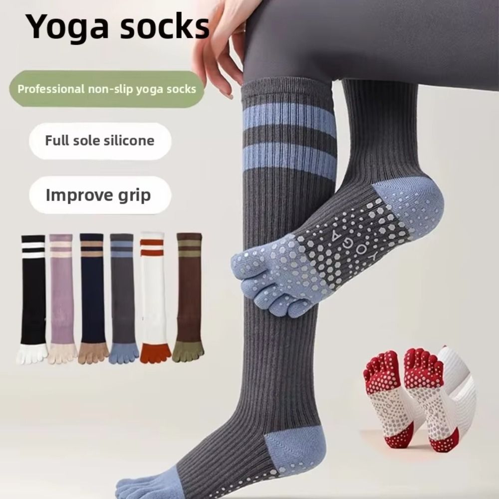 新しい綿製の五本指ヨガソックス、シリコングリップ付き、滑り止 - Pilates Yoga And Barre のレビューと価格
