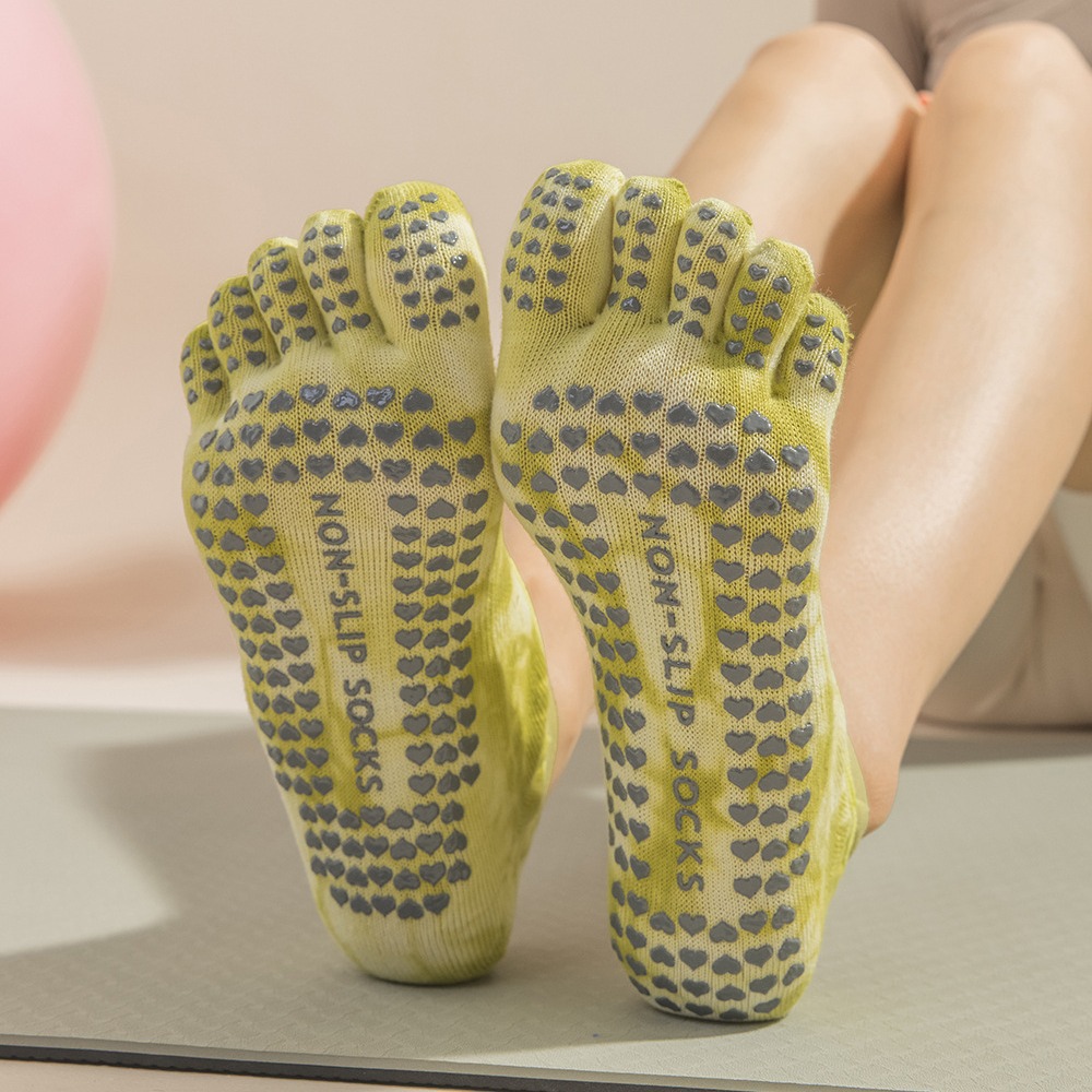 タイダイ柄の女性用5本指グリップソックス、ヨガ、ピラティス、 - Pilates Yoga And Barre のレビューと価格