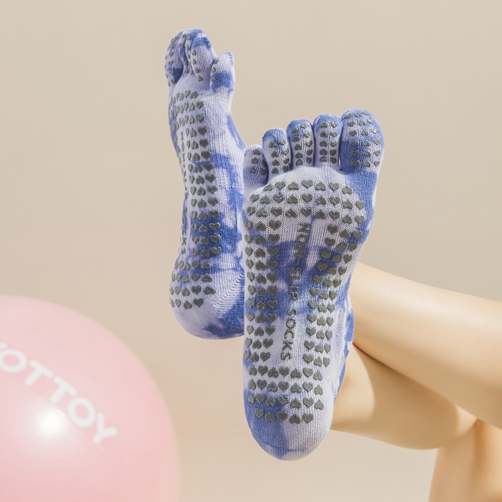 タイダイ柄の女性用5本指グリップソックス、ヨガ、ピラティス、 - Pilates Yoga And Barre のレビューと価格