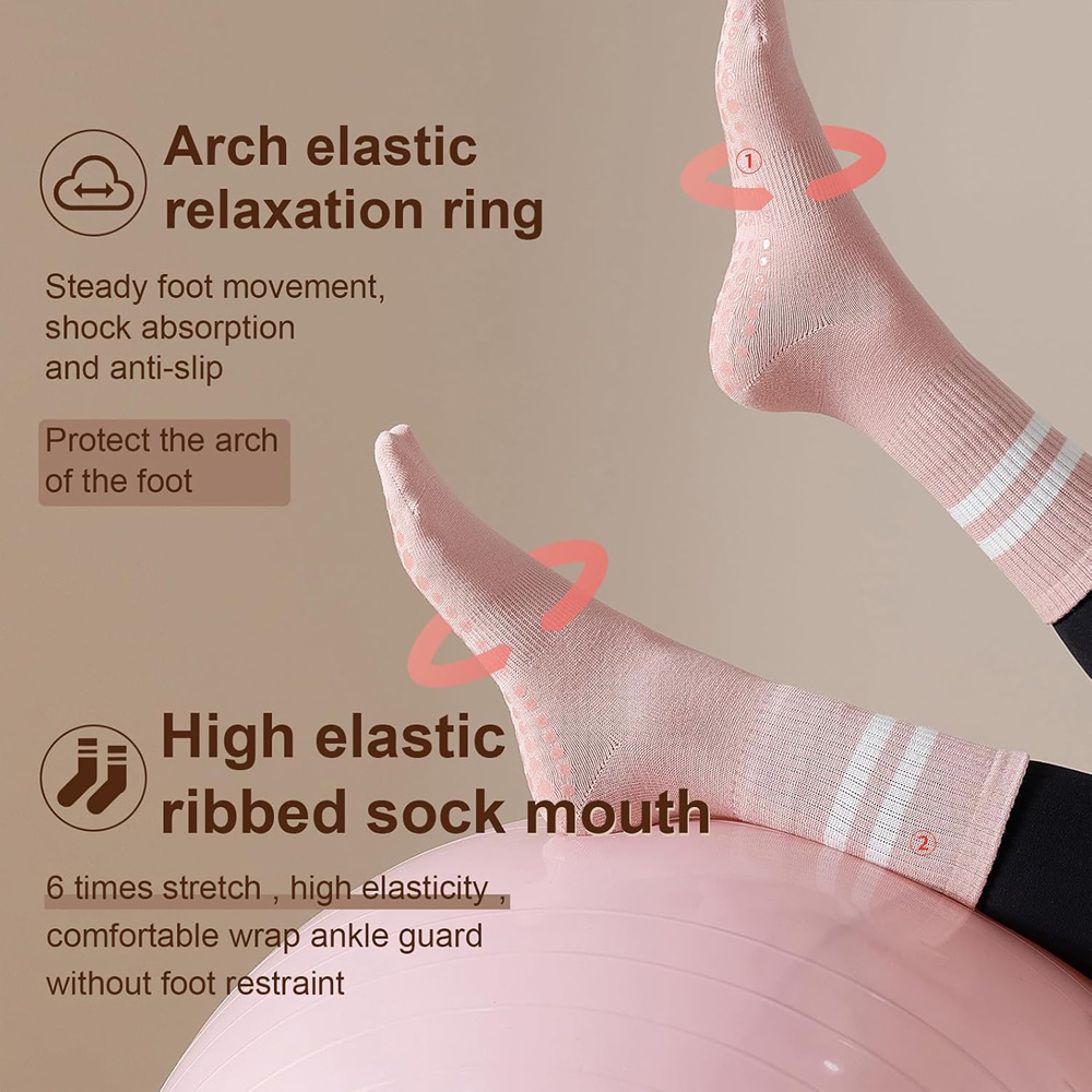 女性用グリップ付きヨガピラティスソックス、滑り止めグリップコ - Pilates Yoga And Barre のレビューと価格