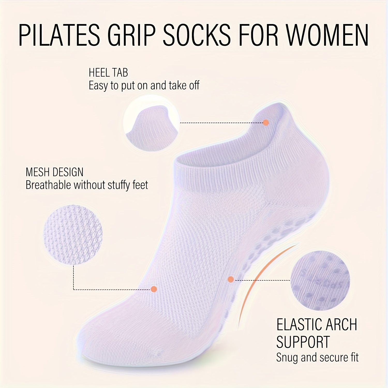 女性用グリップ付きピラティスソックス1組、ヨガ、バレエ、ベア - Pilates Yoga And Barre のレビューと価格