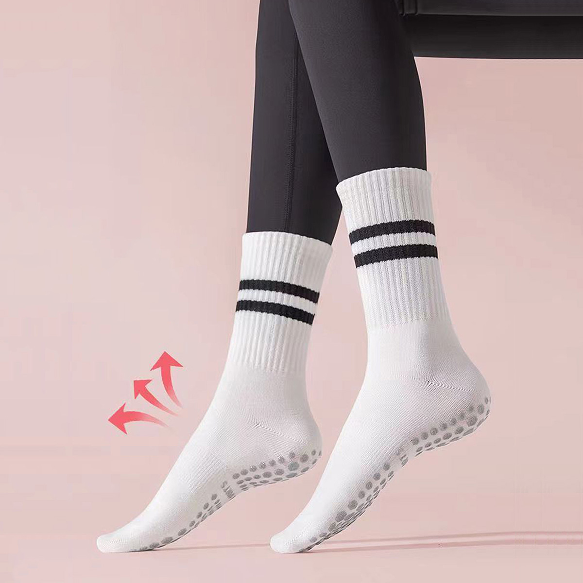 3足組 ロングヨガソックス 女性用 グリップ付き 滑り止めソ - Pilates Yoga And Barre のレビューと価格