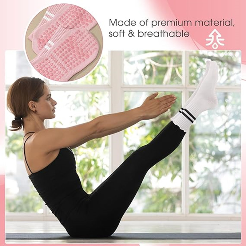 1組のストライプフリルピラティスグリップソックス（女性用）、 - Pilates Yoga And Barre のレビューと価格